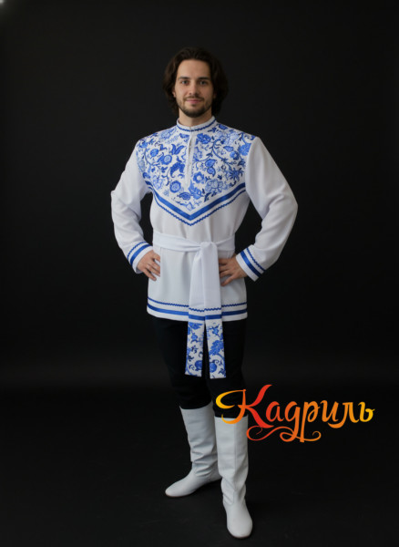 Косоворотка белая гжель . Рис. 1