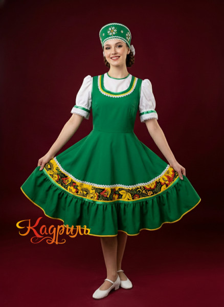 Костюм народный детский зелёный. Рис. 1